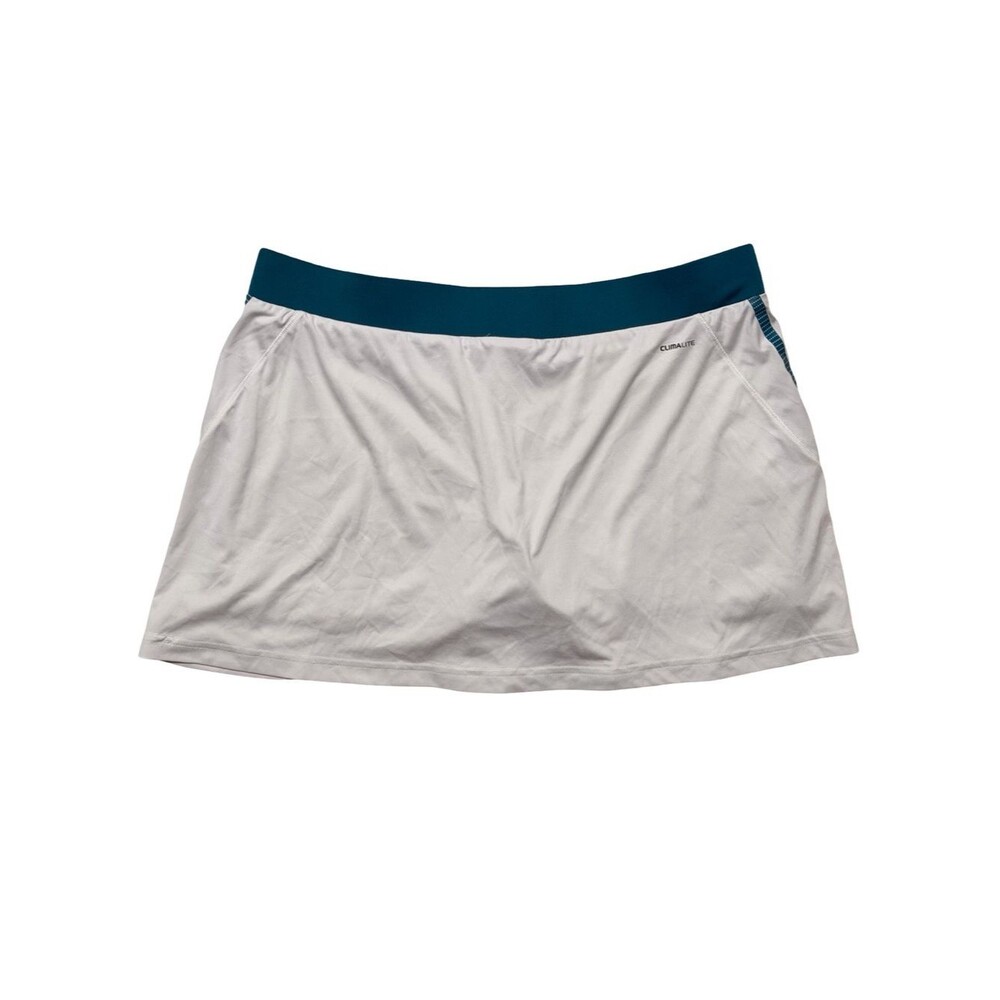 Adidas Response Climalite Tennis Skort White Teal 3-Stripe Built-In Sz L - Picture 4 of 5